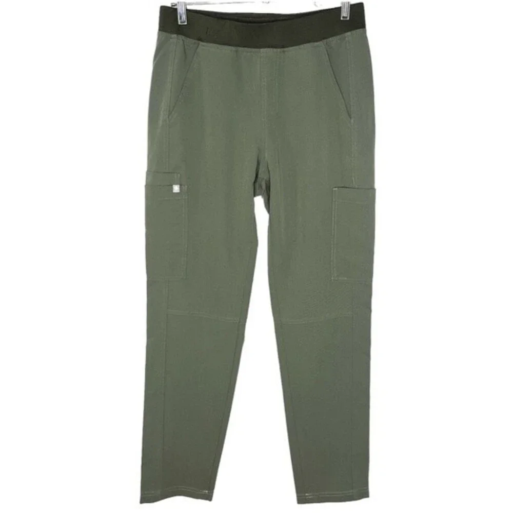 FIGS Axim Cargo Scrub Pants sz S * Moss Green Straight Leg Bottom Scrubs Pockets